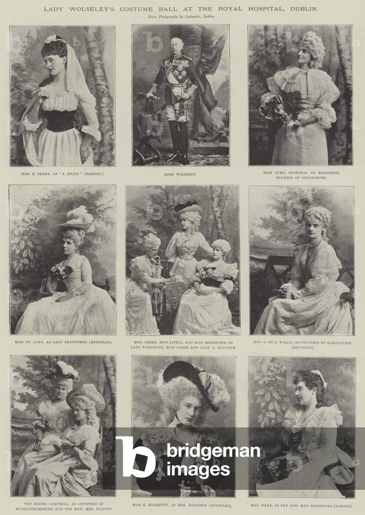 Lady Wolseley's Costume Ball at the Royal Hospital, Dublin (b/w photo)