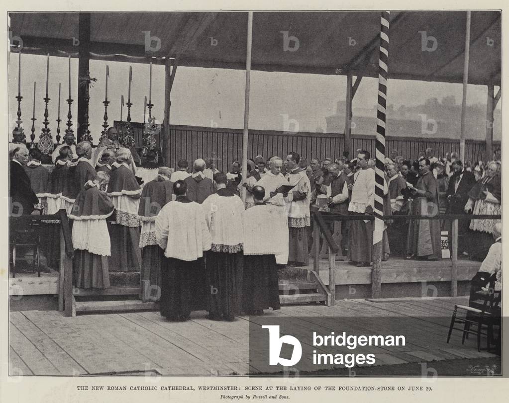 The New Roman Catholic Cathedral, Westminster, Scene at the Laying of the Foundation-Stone on 29 June (b/w photo)