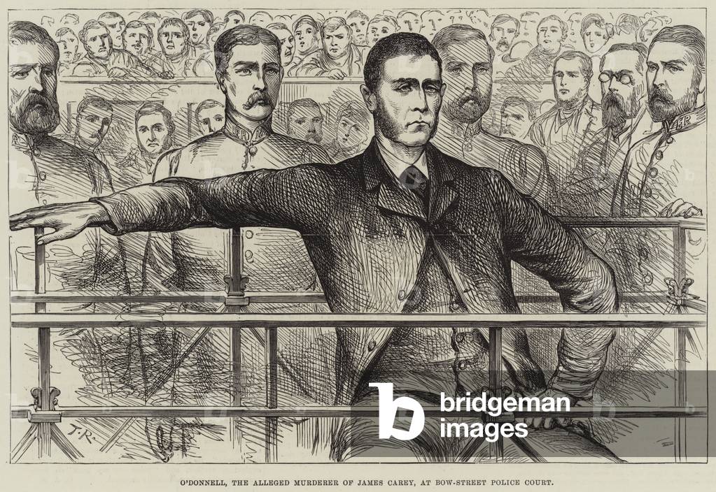O'Donnell, the Alleged Murderer of James Carey, at Bow-Street Police Court (engraving)