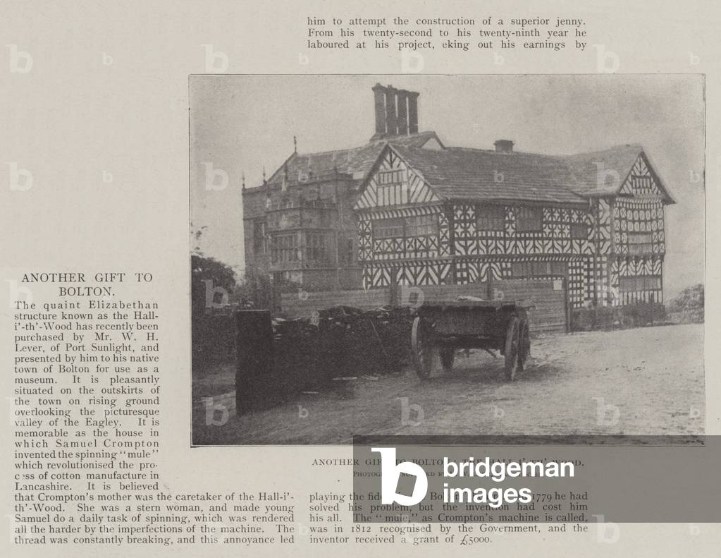 Another Gift to Bolton, the Hall-i'-th'-Wood (b/w photo)