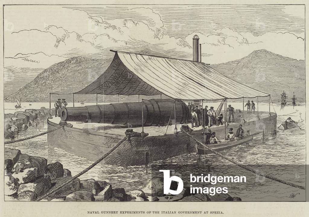 Naval Gunnery Experiments of the Italian Government at Spezia (engraving)