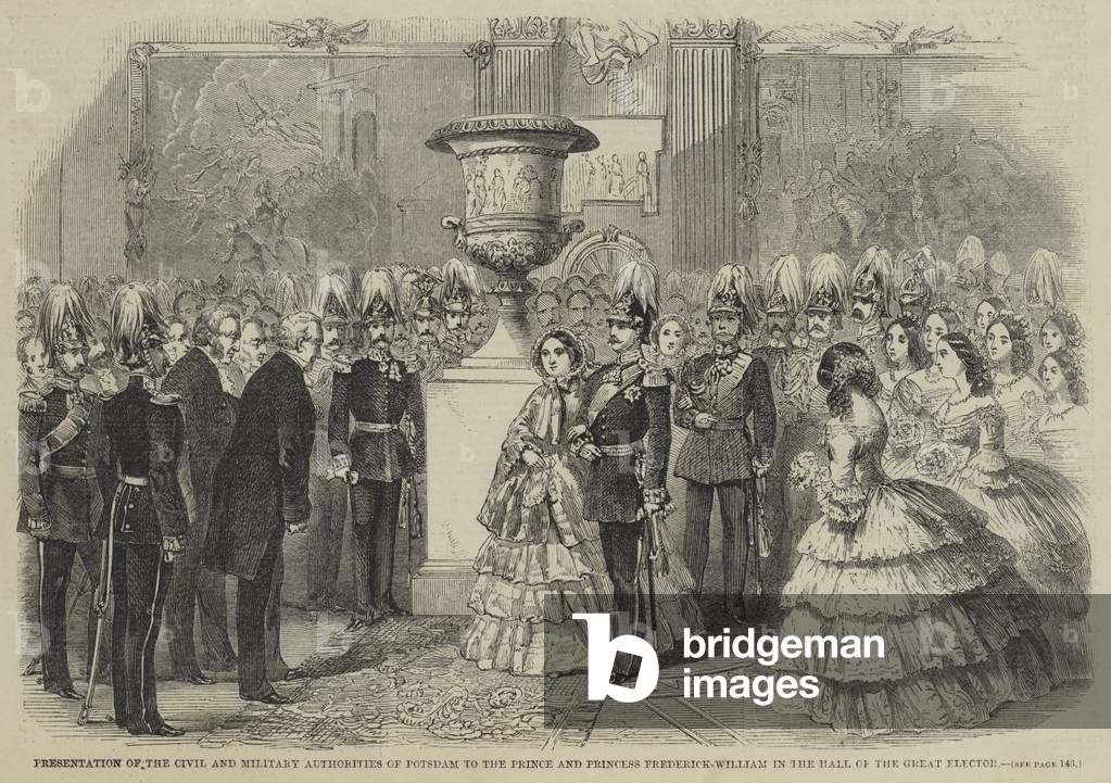 Presentation of the Civil and Military Authorities of Potsdam to the Prince and Princess  (engraving)