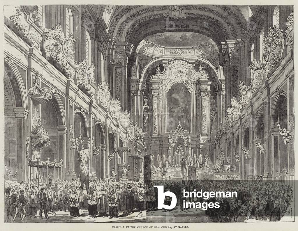 Festival in the Church of Santa Chiara, at Naples (engraving)