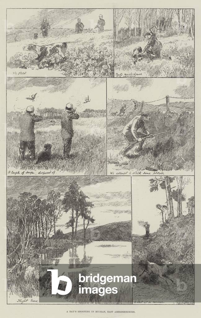 A Day's Shooting in Buchan, East Aberdeenshire (engraving)