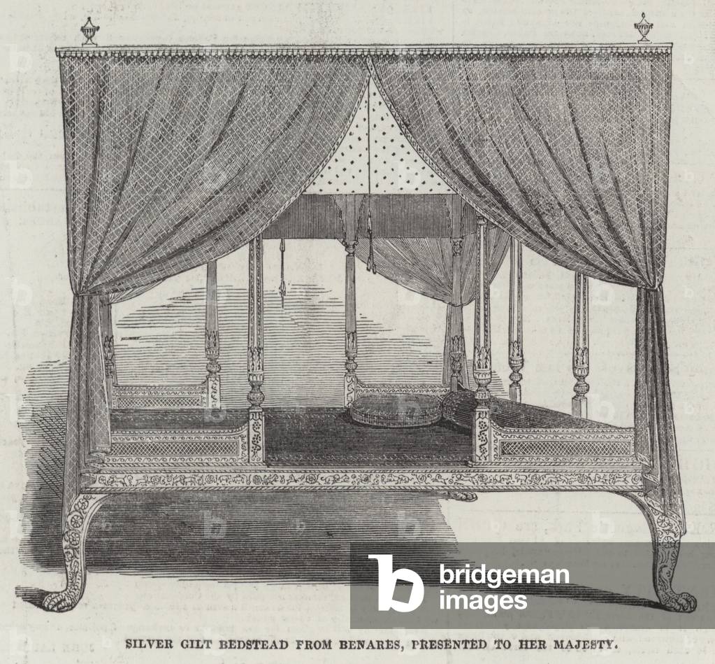 Silver Gilt Bedstead from Benares, presented to Her Majesty (engraving)