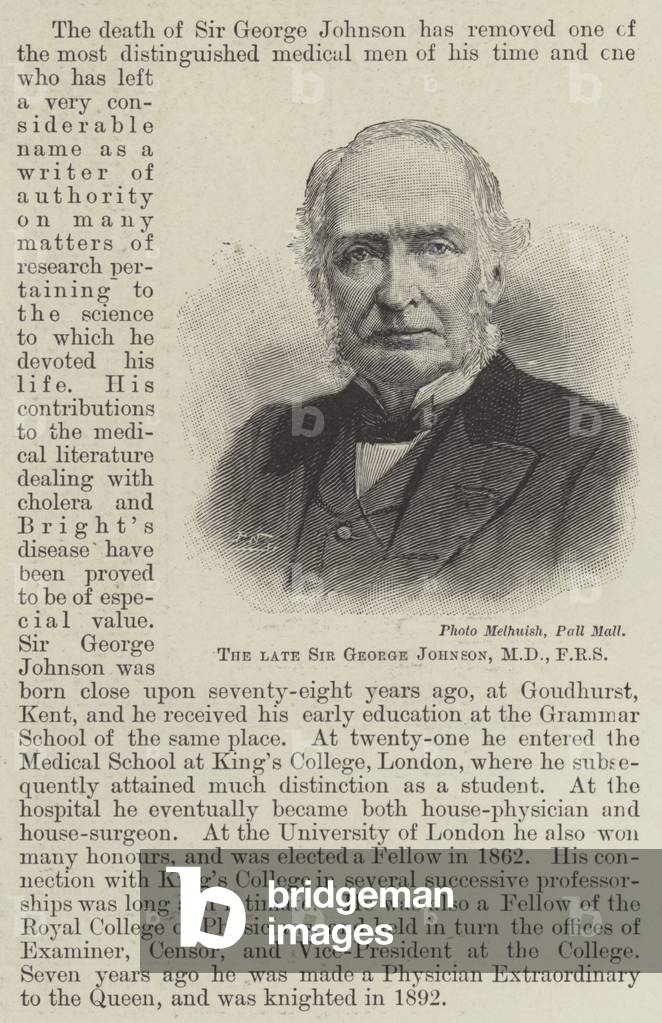 The late Sir George Johnson, MD, FRS (engraving)