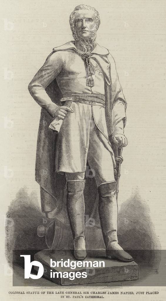 Colossal Statue of the Late General Sir Charles James Napier, just placed in St Paul's Cathedral (engraving)