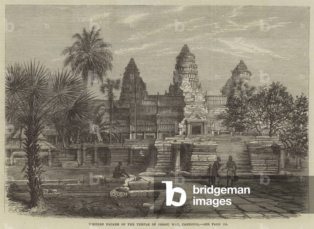 Western Facade of the Temple of Ongou Wat, Cambodia (engraving)