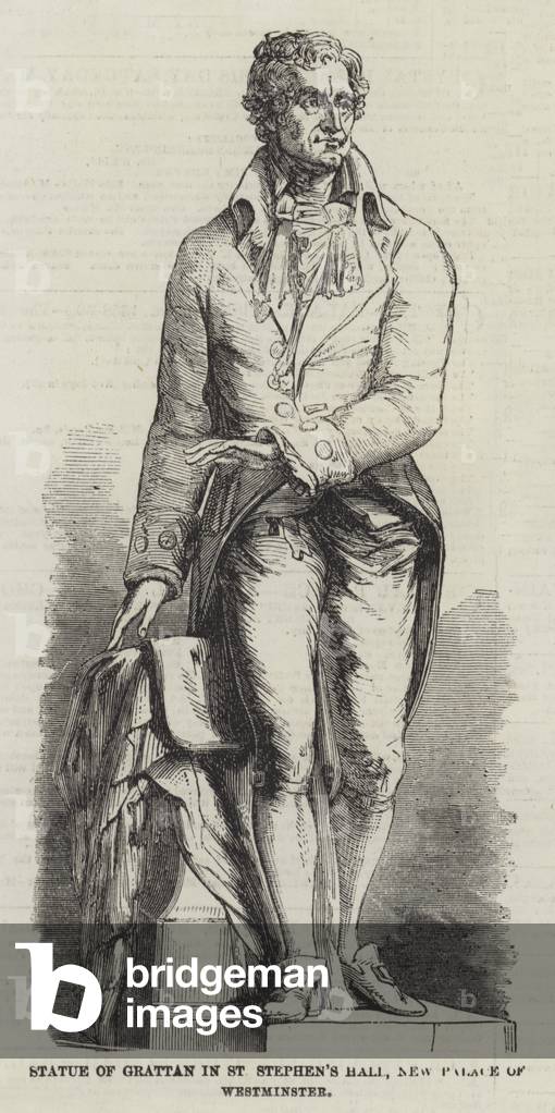 Statue of Grattan in St Stephen's Hall, New Palace of Westminster (engraving)