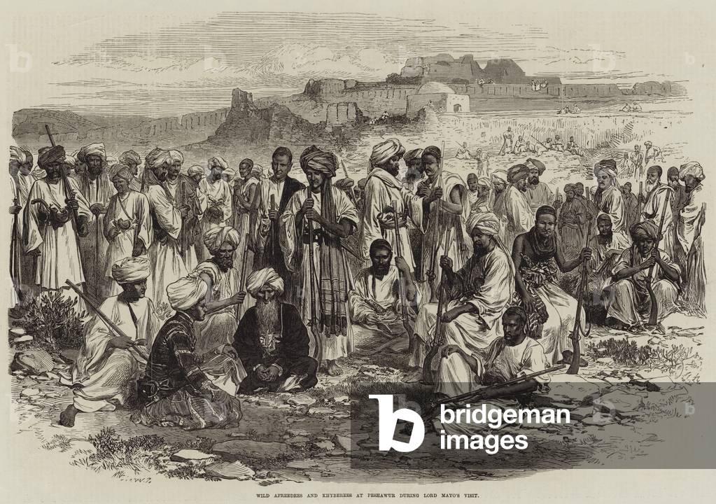 Wild Afreedees and Khyberees at Peshawur during Lord Mayo's Visit (engraving)