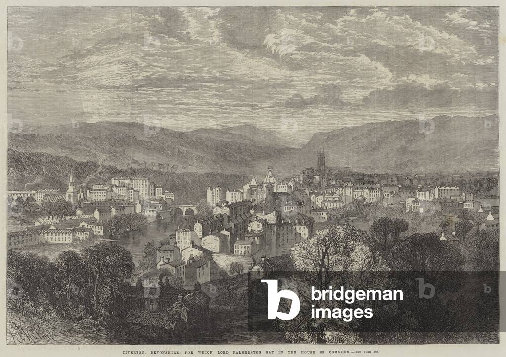 Tiverton, Devonshire, for which Lord Palmerston sat in the House of Commons (engraving)