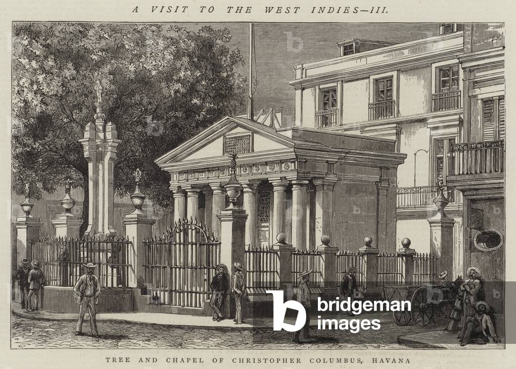 A Visit to the West Indies, III, Tree and Chapel of Christopher Columbus, Havana (engraving)