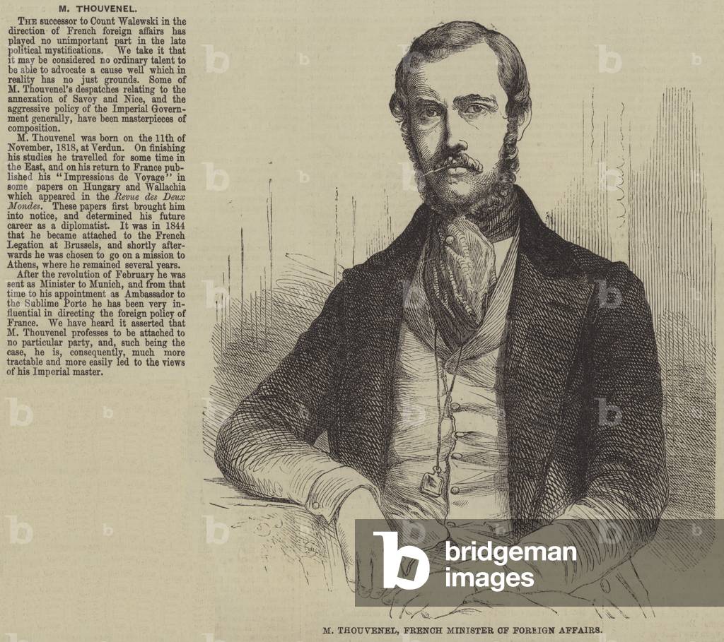 M Thouvenel, French Minister of Foreign Affairs (engraving)