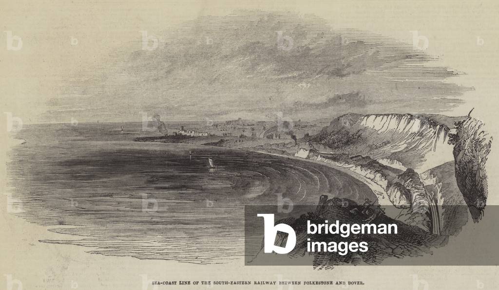 Sea-Coast Line of the South-Eastern Railway between Folkestone and Dover (engraving)