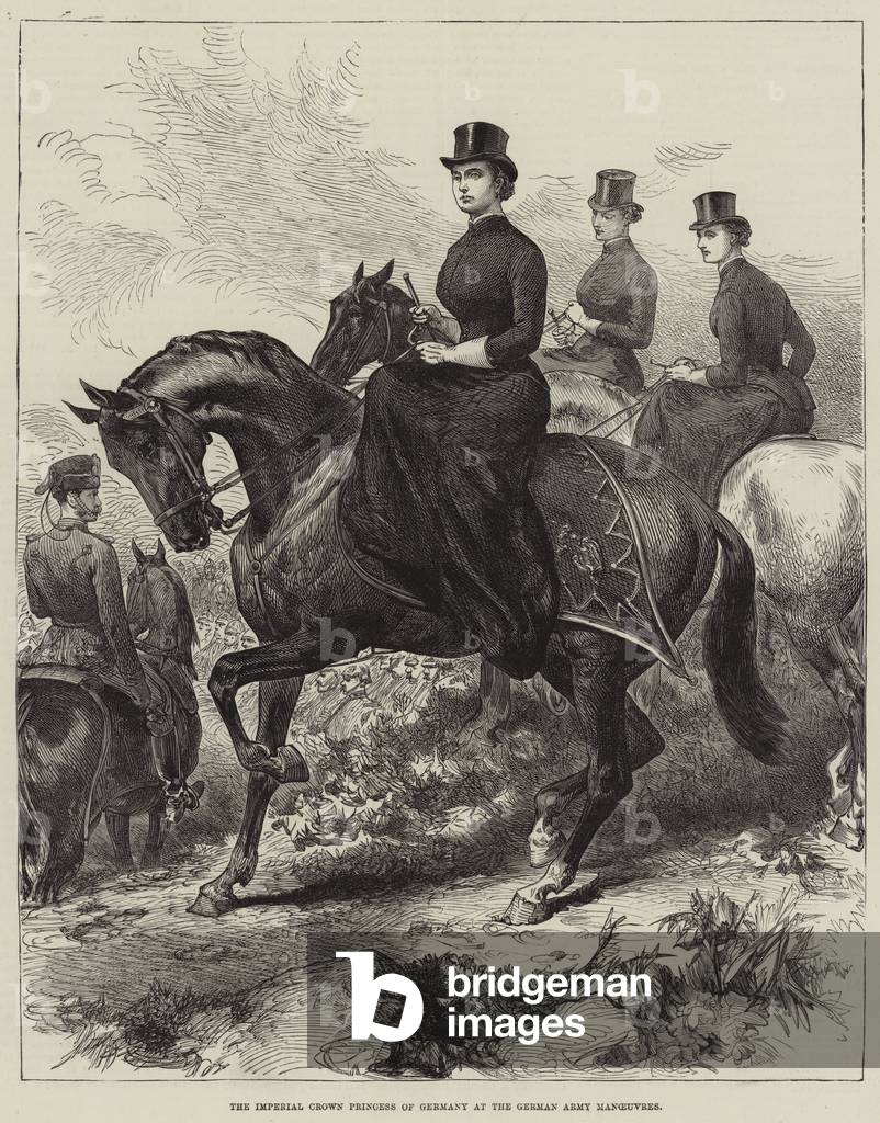 The Imperial Crown Princess of Germany at the German Army Manoeuvres (engraving)