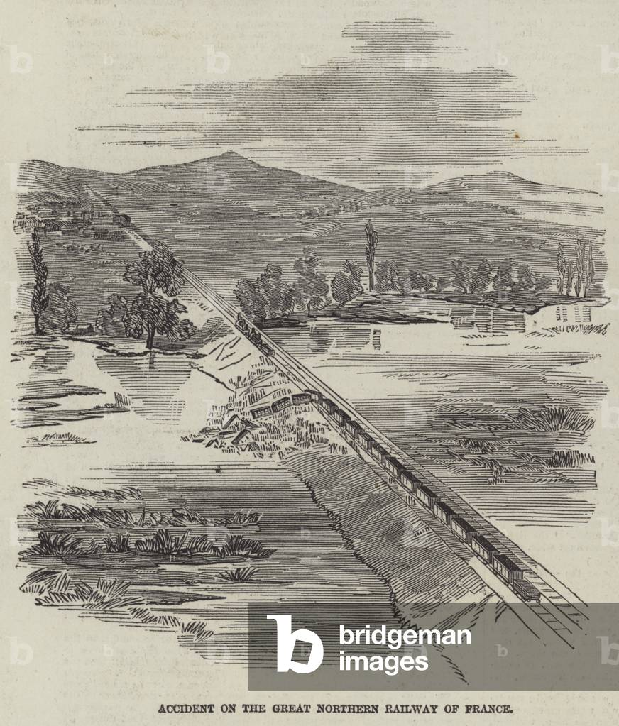 Accident on the Great Northern Railway of France (engraving)