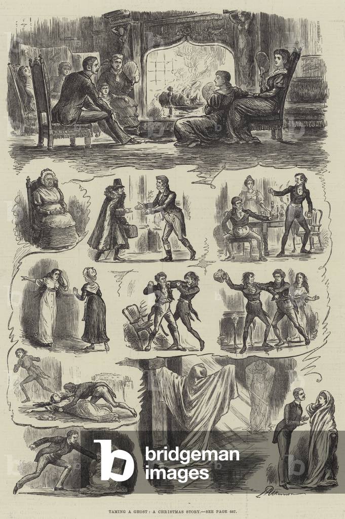 Taming a Ghost, a Christmas Story (engraving)
