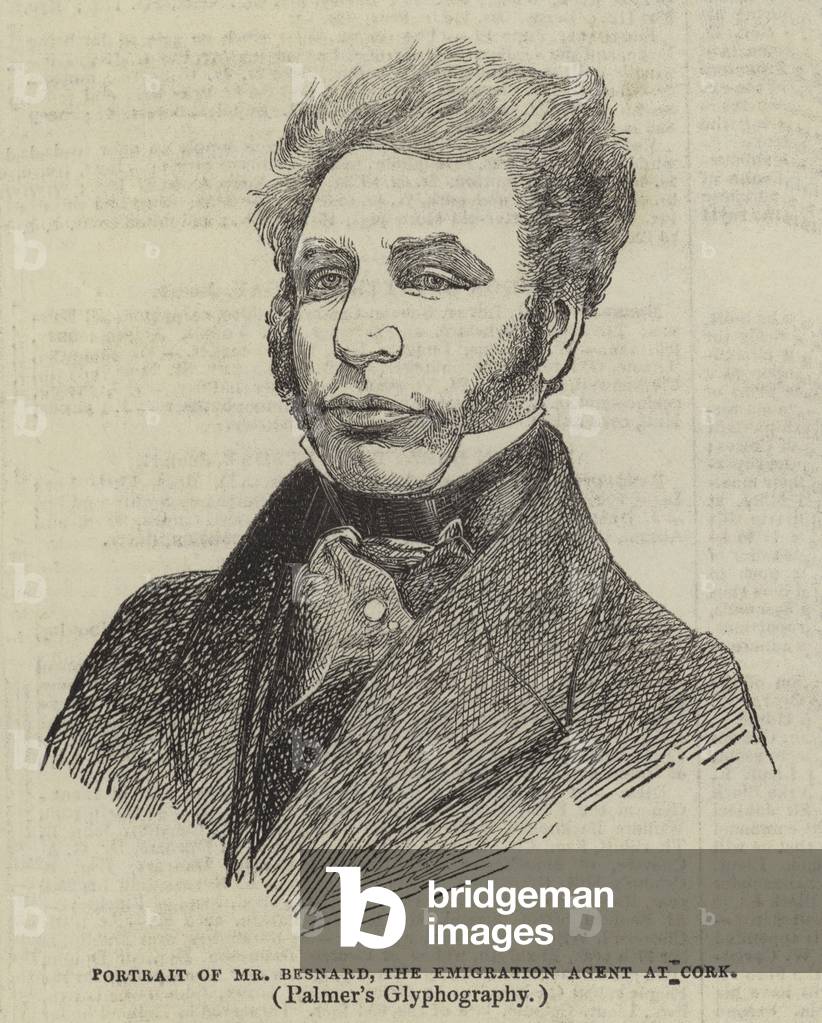 Portrait of Mr Besnard, the Emigration Agent at Cork (engraving)