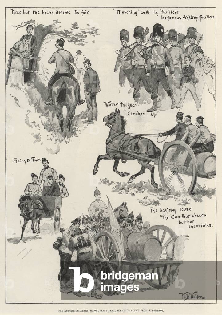 The Autumn Military Manoeuvres, Sketches on the Way from Aldershot (litho)