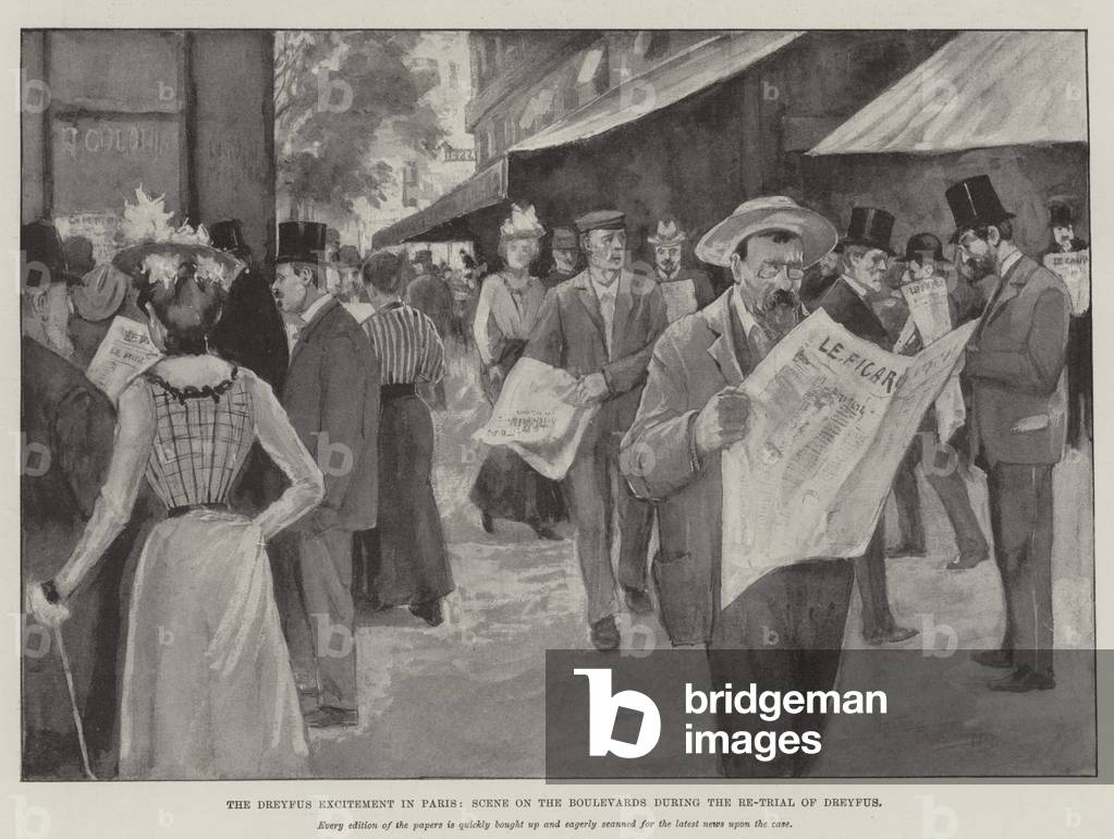 The Dreyfus Excitement in Paris, Scene on the Boulevards during the Re-Trial of Dreyfus (litho)