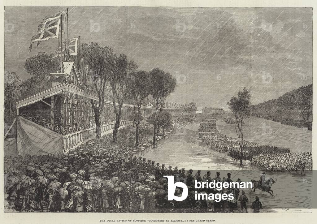 The Royal Review of Scottish Volunteers at Edinburgh, the Grand Stand (engraving)