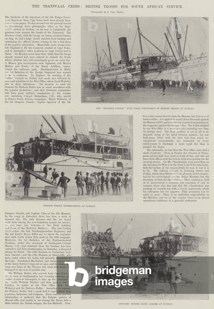 The Transvaal Crisis, British Troops for South African Service (b/w photo)