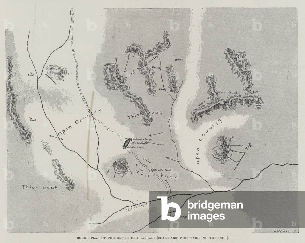 Rough Plan of the Battle of Shangani (engraving)
