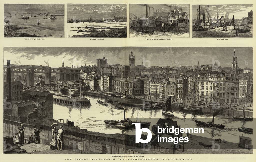 The George Stephenson Centenary, Newcastle Illustrated (engraving)