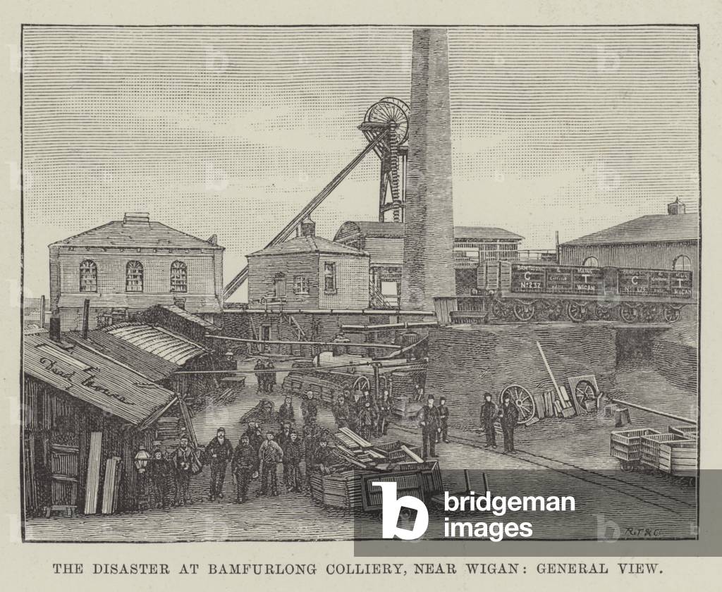 The Disaster at Bamfurlong Colliery, near Wigan, General View (engraving)
