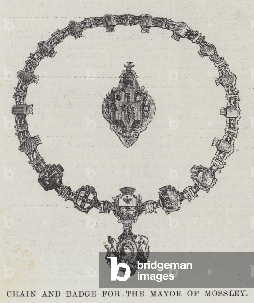 Chain and Badge for the Mayor of Mossley (engraving)
