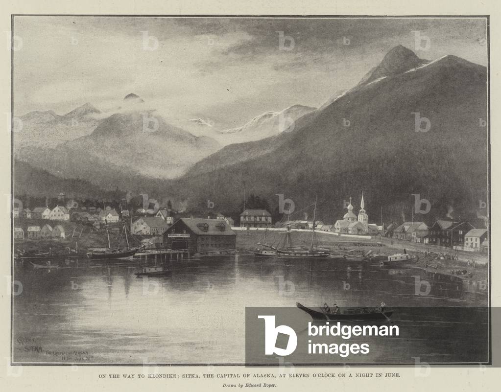 On the Way to Klondike, Sitka, the Capital of Alaska, at Eleven O'Clock on a Night in June (litho)