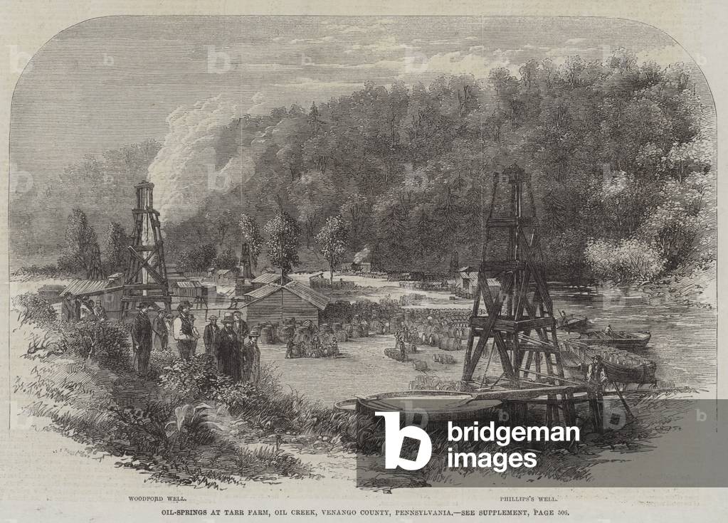 Oil-Springs at Tarr Farm, Oil Creek, Venango County, Pennsylvania (engraving)