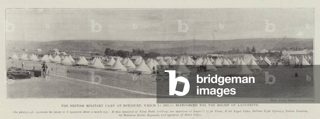 The British Military Camp at Estcourt, which is being reinforced for the Relief of Ladysmith (b/w photo)