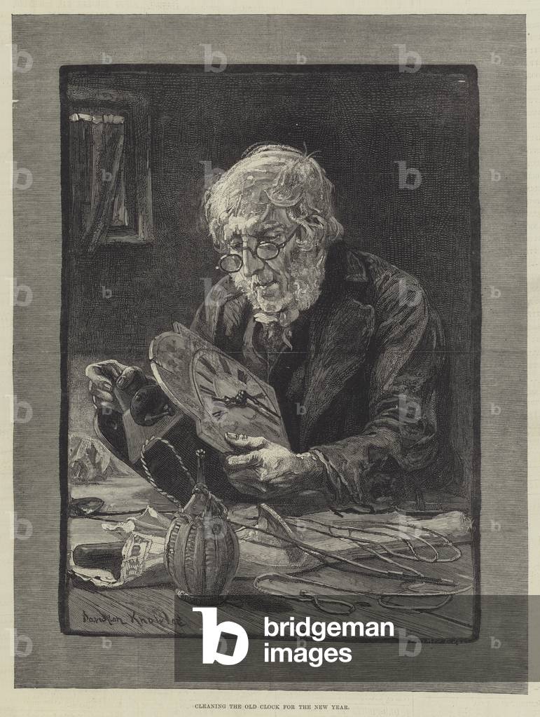 Cleaning the Old Clock for the New Year (engraving)