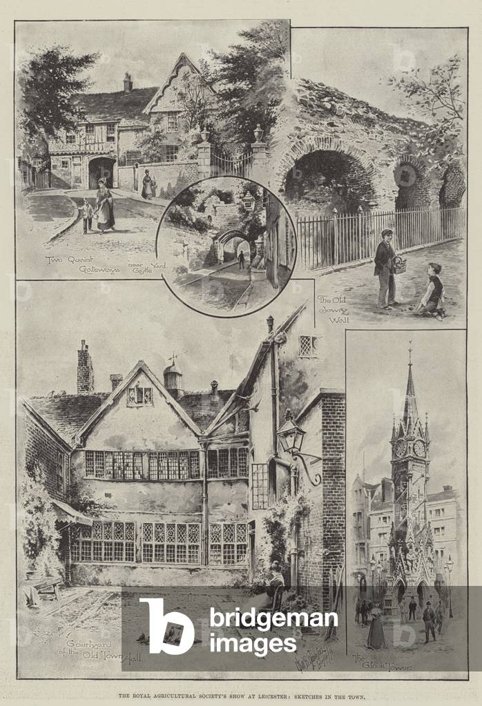 The Royal Agricultural Society's Show at Leicester, Sketches in the Town (litho)