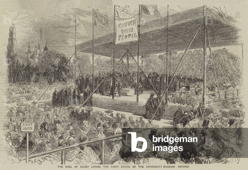 The Earl of Derby laying the First Stone of the University Museum, Oxford (engraving)