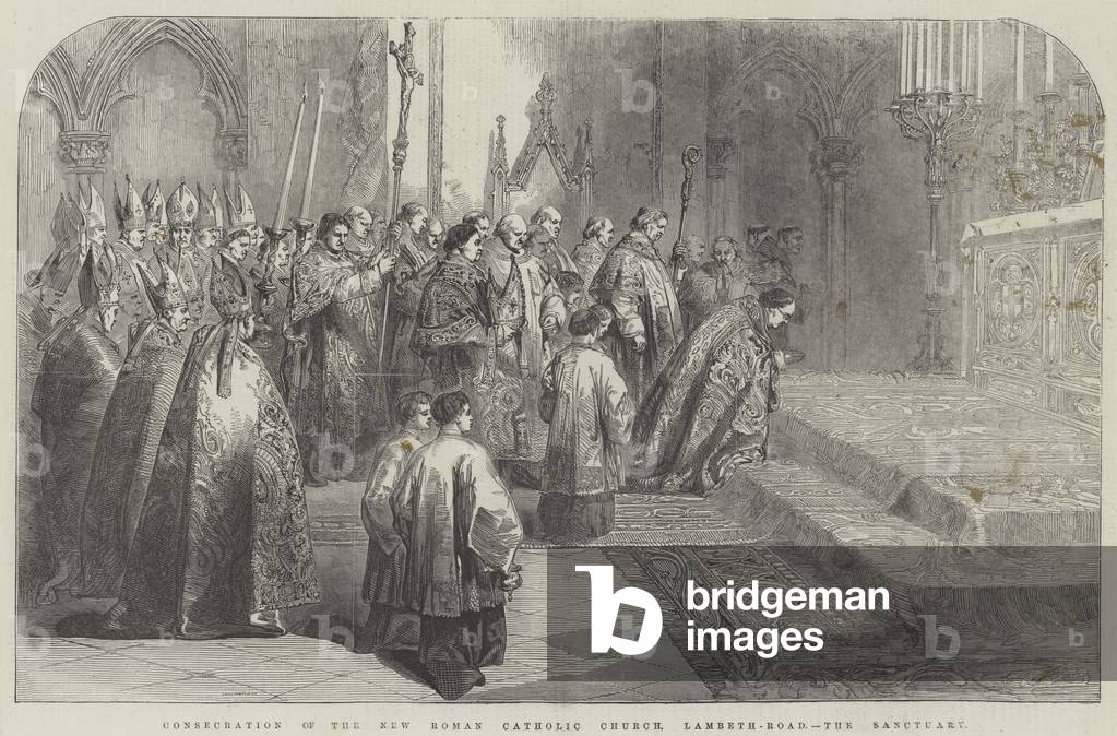 Consecration of the New Roman Catholic Church, Lambeth-Road, the Sanctuary (engraving)