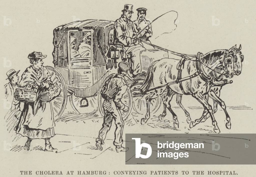 The Cholera at Hamburg, conveying Patients to the Hospital (engraving)