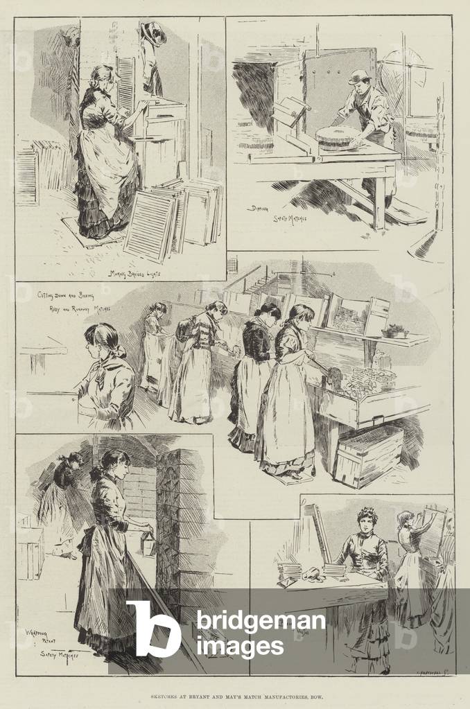 Sketches at Bryant and May's Match Manufactories, Bow (engraving)