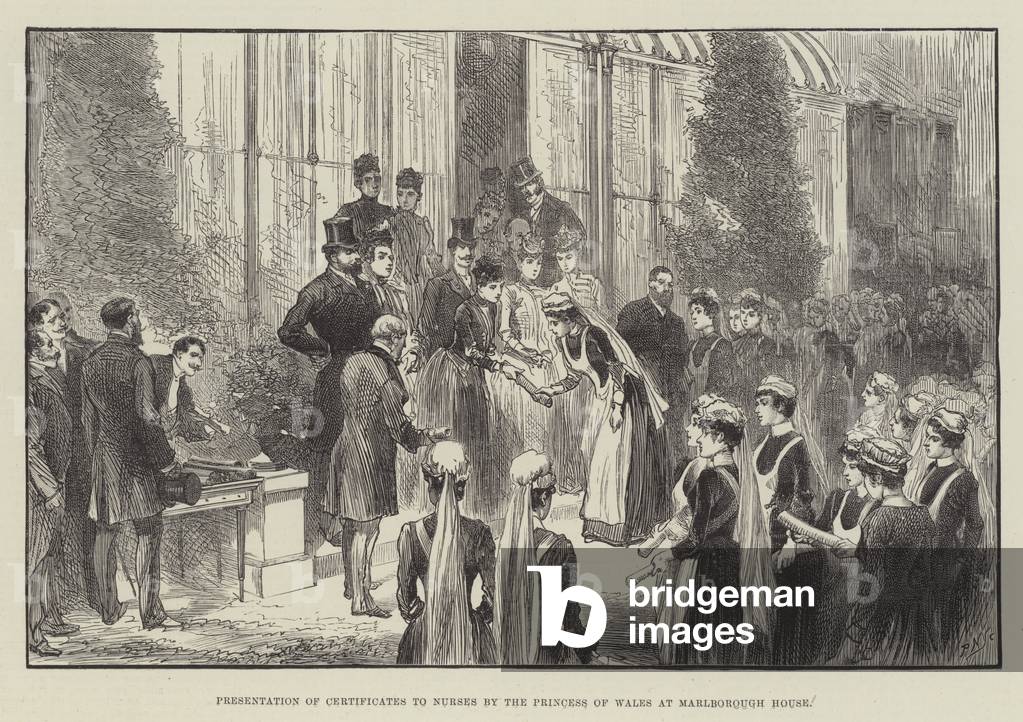Presentation of Certificates to Nurses by the Princess of Wales at Marlborough House (engraving)