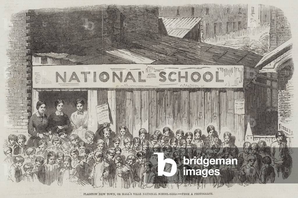 Plaistow New Town, or Hall's Ville National School-Shed (engraving)