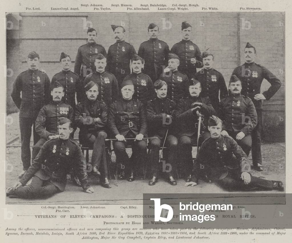 Veterans of Eleven Campaigns, a Distinguished Group of the King's Royal Rifles (b/w photo)