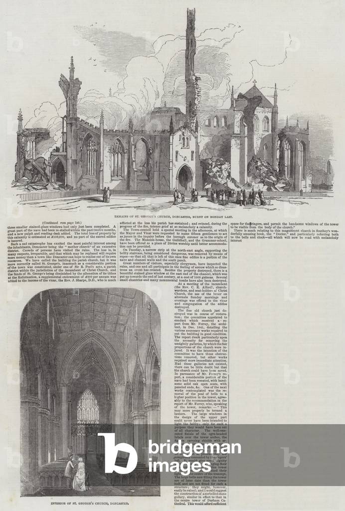 Destruction of St George's Church in Doncaster (engraving)