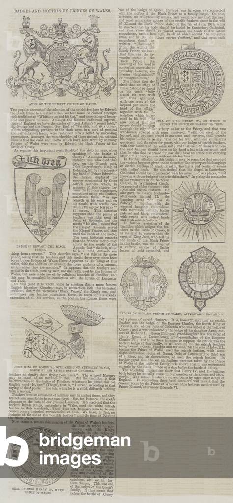 Badges and Mottoes of Princes of Wales (engraving)