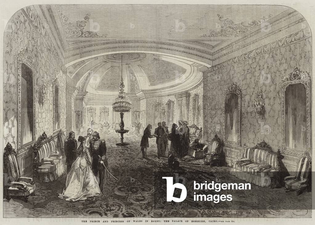 The Prince and Princess of Wales in Egypt, the Palace of Esbekieh, Cairo (engraving)