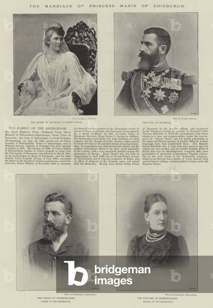 The Marriage of Princess Marie of Edinburgh (b/w photo)