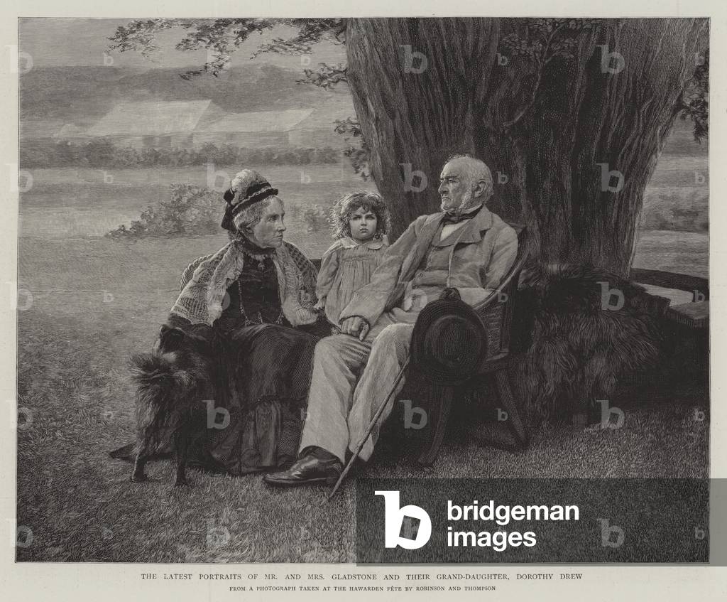 The Latest Portraits of Mr and Mrs Gladstone and their Grand-Daughter, Dorothy Drew (engraving)