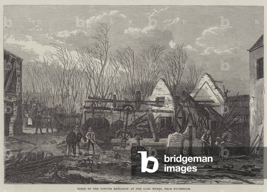 Scene of the Powder Explosion at the Oare Works, near Faversham (engraving)