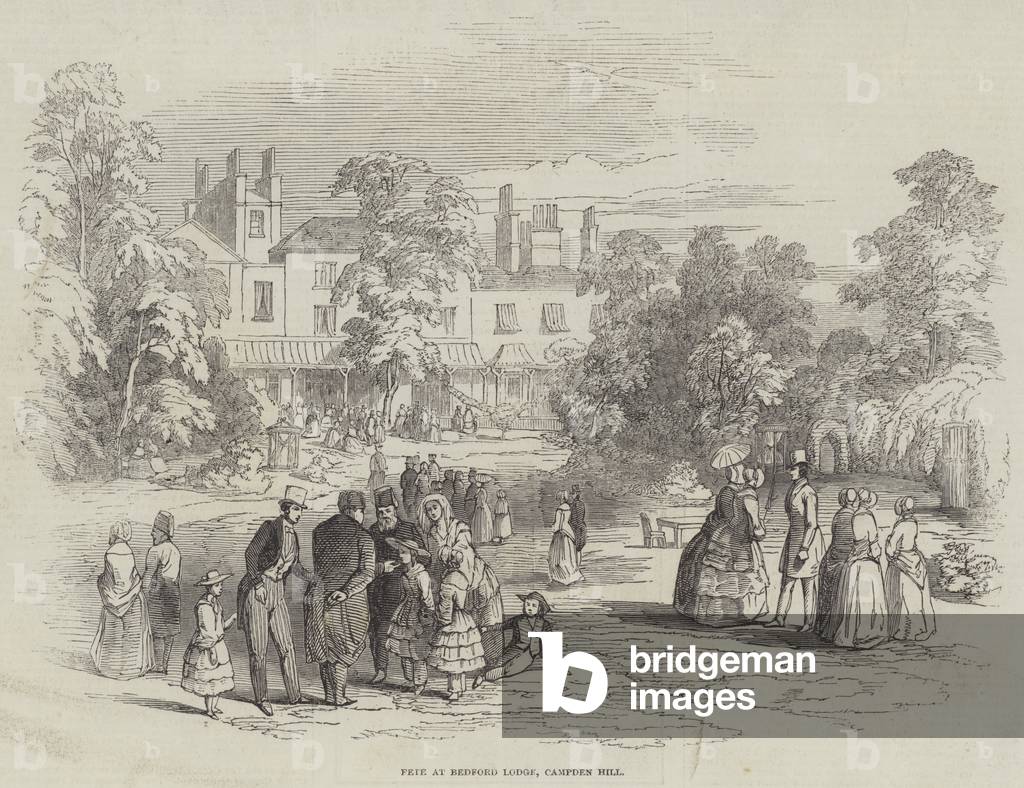Fete at Bedford Lodge, Campden Hill (engraving)