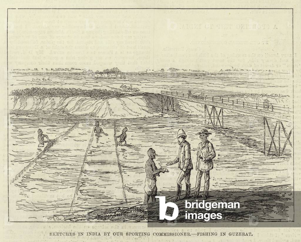 Sketches in India by our Sporting Commissioner, fishing in Guzerat (engraving)